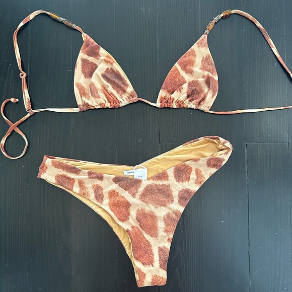 WeWoreWhat giraffe bikini with beaded top - Picture 4 of 7